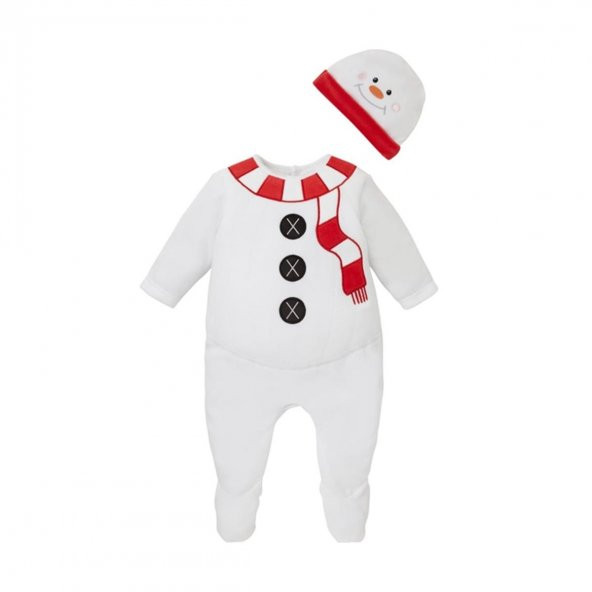 Mothercare Yılbaşı Bebek Kostümü Pamuk Dolgulu Kadife Kardan Adam Tulum ve Şapka Seti 12-18 Ay ürün görseli 1