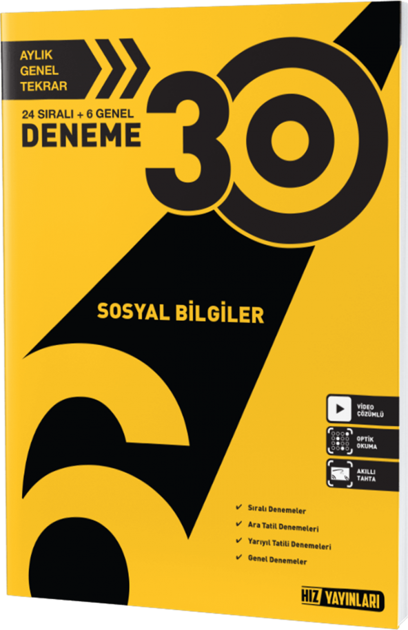 Hız Yayınları 6. SINIF SOSYAL BİLGİLER DENEME 30 LU ürün görseli 1