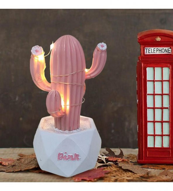 3D Işıklı Pembe Kaktüs Dekoratif Masa Lambası ürün görseli 1