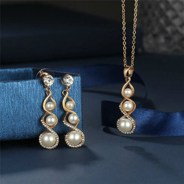 Worldshop 2019 TREND PIRLANTA İŞLEMELİ İNCİ TAKI SETİ ürün görseli 1