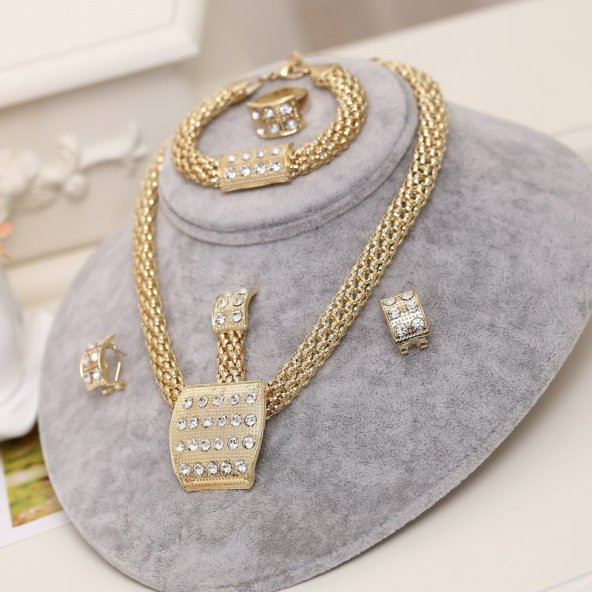 Worldshop 2020 MODA KOLYE, KÜPE, BİLEKLİK, YÜZÜK TAKI SETİ, AHŞAP KUTU İÇERİSİNDE ürün görseli 1