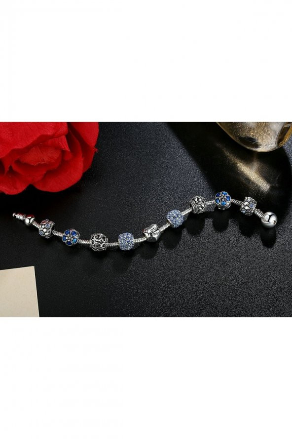 Worldshop  Pandora Tarz, Yeni Trend,3 Dilde Aşk Temalı Charm Bileklik, Ahşap Kutu Içerisinde Yeni Yıl, Hediye ürün görseli 1
