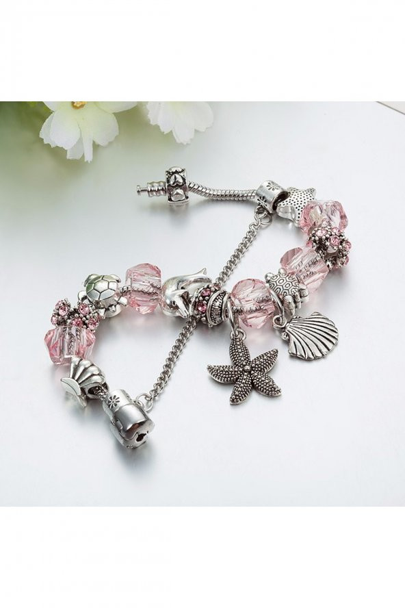 Worldshop Pandora Tarz, Yeni Trend,Deniz Kabuğu Temalı Charm Bileklik, Ahşap Kutu Içerisinde ürün görseli 1