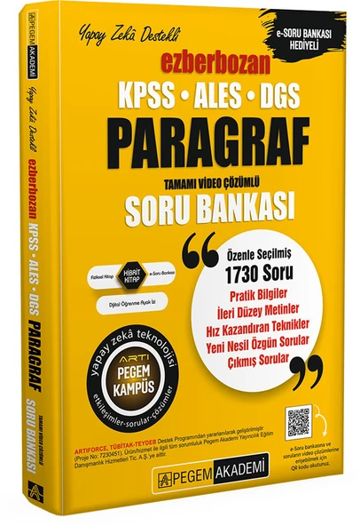 KPSS ALES DGS Ezberbozan Paragraf Soru Bankası Pegem Akademi ürün görseli 1