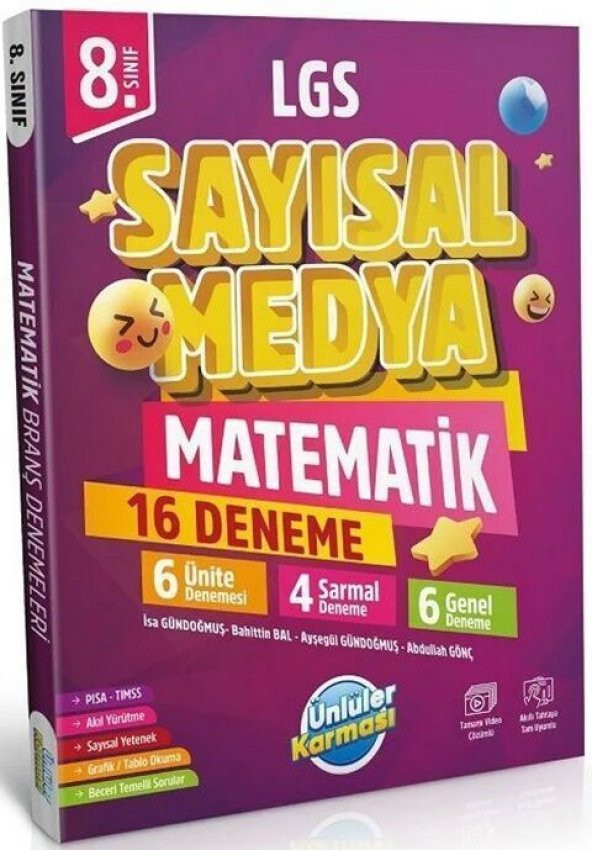 Ünlüler Karması 8. Sınıf LGS Sayısal Medya Matematik 16 Deneme ürün görseli 1