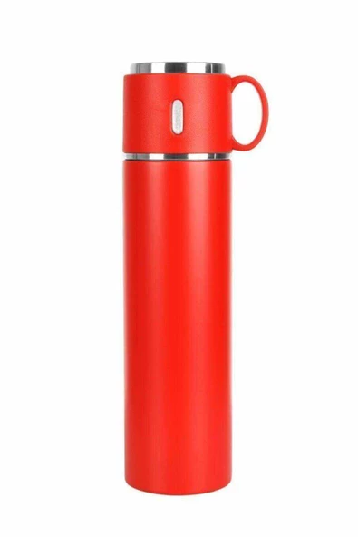 Kırmızı 316l Kaliteli Paslanmaz Çelik Bardaklı Termos 580 ml ürün görseli 1