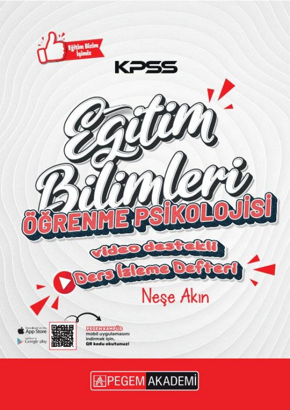KPSS Eğitim Bilimleri Öğrenme Psikoloji Ders İzleme Defteri Pegem Yayınları ürün görseli 1