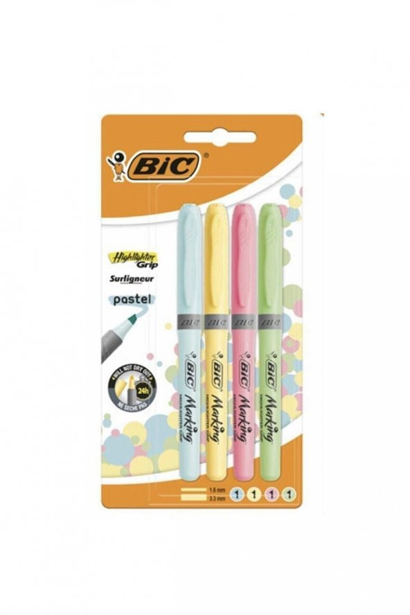 Bic Fosforlu Kalem Brite Liner Pastel 4 Renk ürün görseli 1