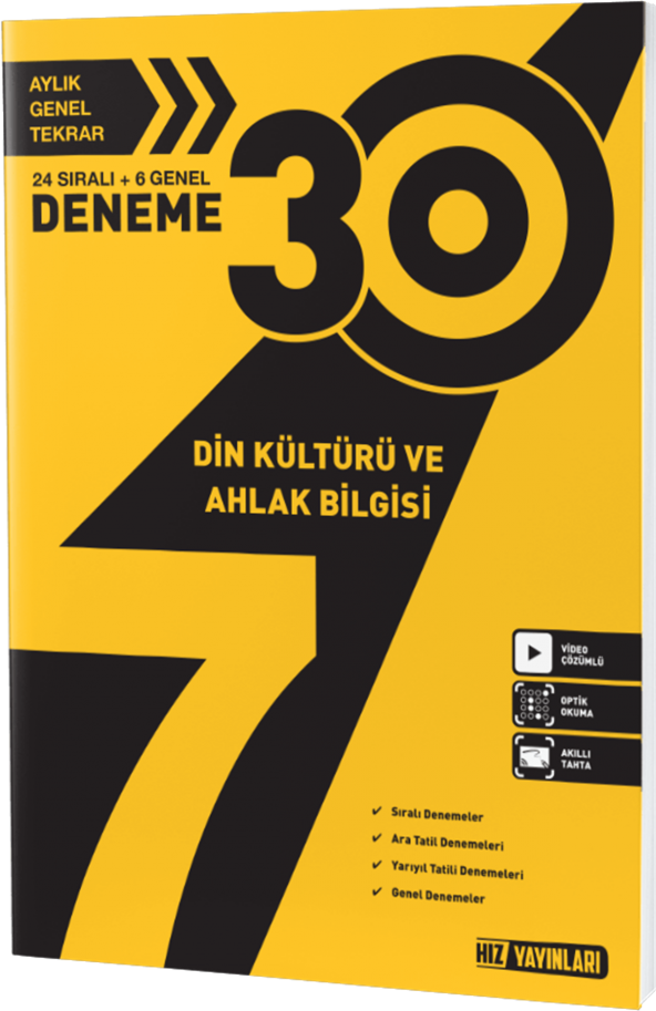 Hız Yayınları 7. SINIF DİN KÜLTÜRÜ VE AHLAK BİLGİSİ DENEME 30 LU ürün görseli 1