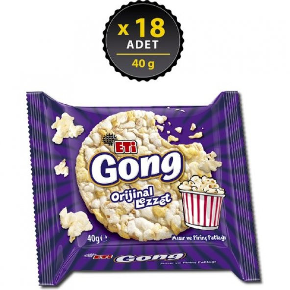 Eti Gong Mısır ve Pirinç Patlağı 40 g x 18 Adet ürün görseli 1