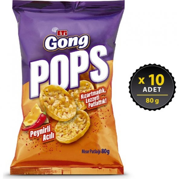 Eti Gong Pops Peynirli Acılı 80 g x 10 Adet ürün görseli 1