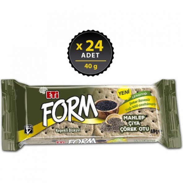 Eti Form Mahlepli, Çiyalı ve Çörek Otlu Kepekli Bisküvi 40 g x 24 Adet ürün görseli 1