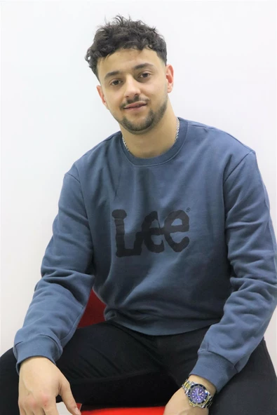 Lee L80XTJTG  Erkek Koyu Gri Bisiklet Yaka Sweatshırt ürün görseli 1