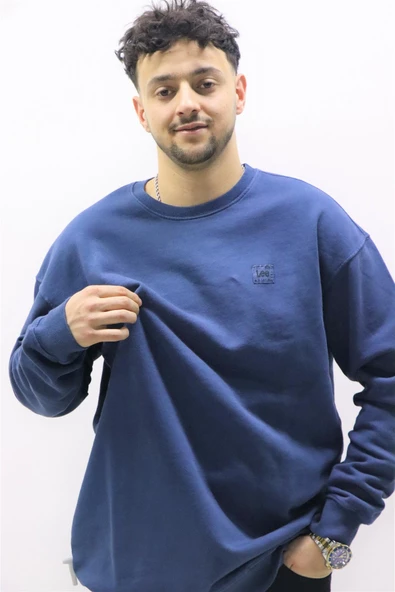 Lee L84VTJ54 Erkek Mavi Bisiklet Yaka Sweat ürün görseli 1