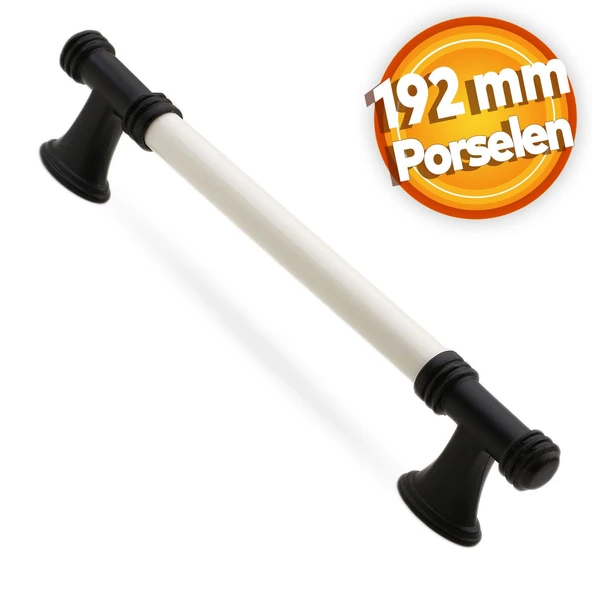 Enspel Lüks Porselen Mobilya Mutfak Çekmece Dolap Dolabı Kulpu Kulbu 192 Mm Beyaz Mat Siyah Kulpları ürün görseli 1