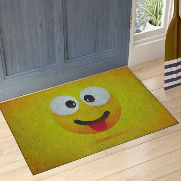 Gülen Emoji Çift Taraflı Kauçuk Kapı Önü Paspası ürün görseli 1