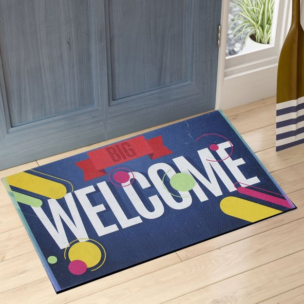 Welcome Baskılı Çift Taraflı Kauçuk Kapı Önü Paspası ürün görseli 1