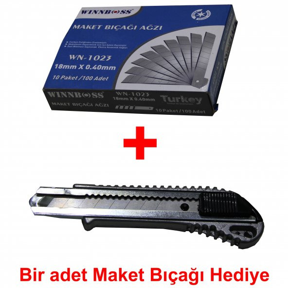 Maket Bıçağı Yedek Uç 100 Adet  +  Maket Bıçağı Hediyeli ürün görseli 1