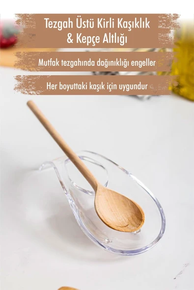 Akrilik Şeffaf Tezgah Üstü Kirli Kaşıklık & Kepçe Altlığı ürün görseli 1