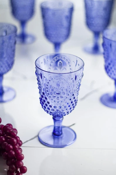 Akrilik Mavi Tekli Kadeh & Su Meşrubat Kahve Yanı Bardağı 450 ml ( Cam Değildir ) ürün görseli 1