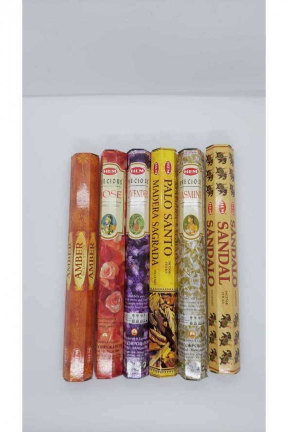 Hem Amber-gül-lavanta-palo Santo-yasemin-sandal Aromalı Çubuk Tütsü (120 Çubuk) ürün görseli 1