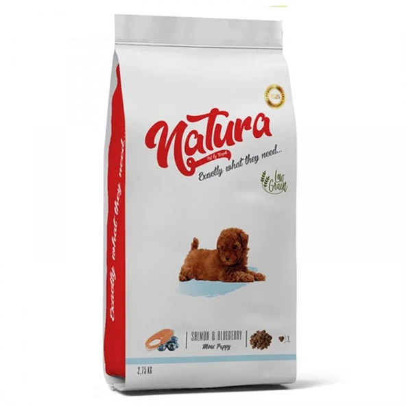 Natura Somonlu ve Yaban Mersinli Düşük Tahıllı Küçük Irk Yavru Köpek Maması 2,75kg ürün görseli 1
