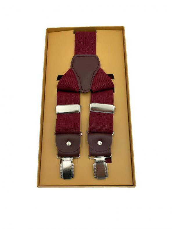 Brianze Deri Bağlantılı Bordo Pantolon Askısı ürün görseli 1