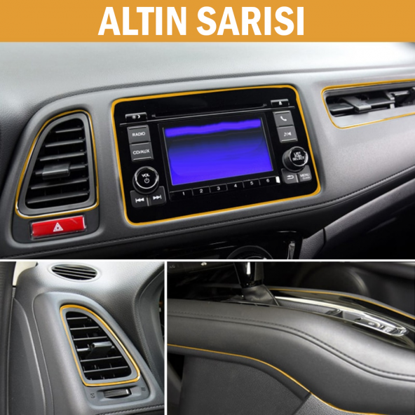 Araç İçi Dekoratif Torpido Ve Kapı Döşeme Fitili Neon Ip 5 Metre Altın Sarısı ürün görseli 1
