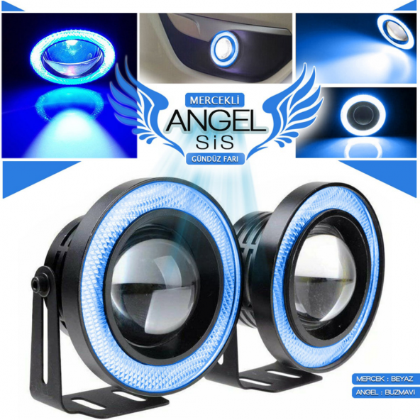 Universal Mercekli Led Angel Sis Farı, 76mm Buz Mavi Renk ürün görseli 1