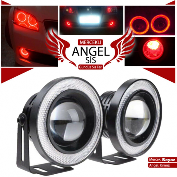Universal Mercekli Led Angel Sis Farı, 76mm Kırmızı Renk ürün görseli 1
