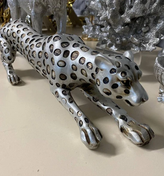 Leopar Eskitme Gümüş Dekoratif Biblo ürün görseli 1