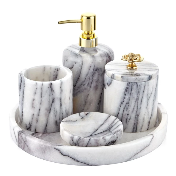 Evza Mermer Banyo Seti Lotus Leylak ürün görseli 1