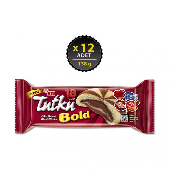 Eti Tutku Bold Kakao Kremalı Bisküvi 138 g x 12 Adet ürün görseli 1