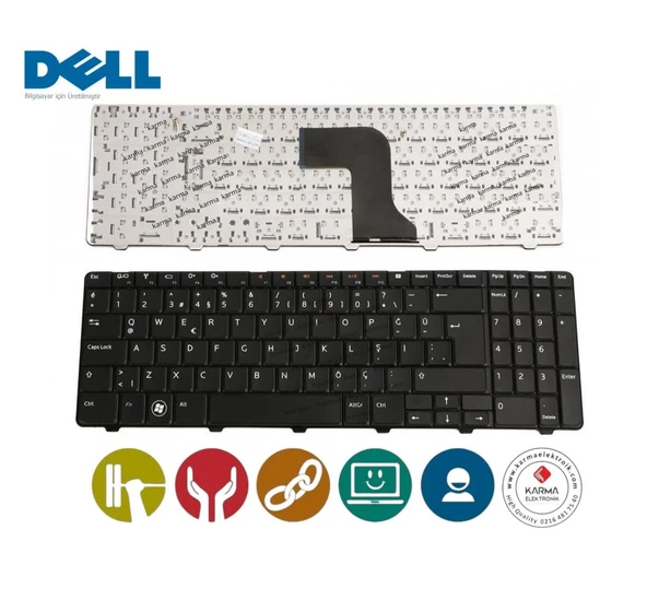 Dell 0R07R8 90.4EM07.S1D Notebook Klavyesi (Siyah TR) - Resim 2