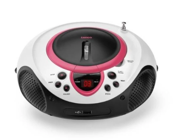Lenco SCD-38 Pembe Taşınabilir Müzik Seti Radyo CD Çalar MP3 USB ürün görseli 1