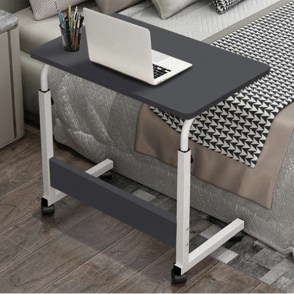 servetavcı Yükseklik Ayarlı Laptop Sehpası ve Çalışma Masası - Antrasit Beyaz (Tekerli) ürün görseli 1