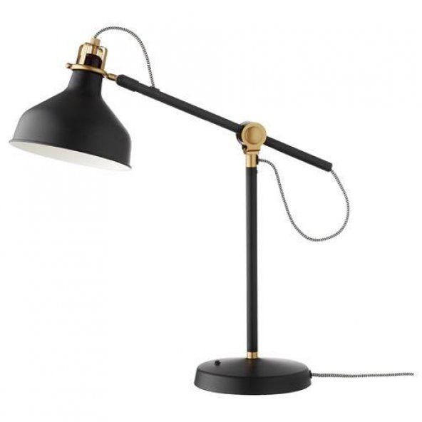 Çalışma Lambası,MeridyenDukkan Siyah Renk Gold Detay 19 cm IKEA Metal Masa Lambası ürün görseli 1