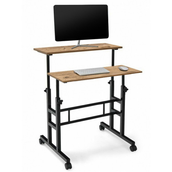 servetavcı Yükseklik Ayarlı Bilgisayar/Laptop ve Çalışma Masası - Atlantik Çam (Tekerli) 80x60 ürün görseli 1