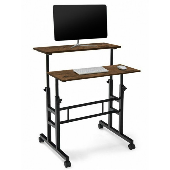 servetavcı Yükseklik Ayarlı Bilgisayar/Laptop ve Çalışma Masası - Ceviz (Tekerli) 80x60 ürün görseli 1