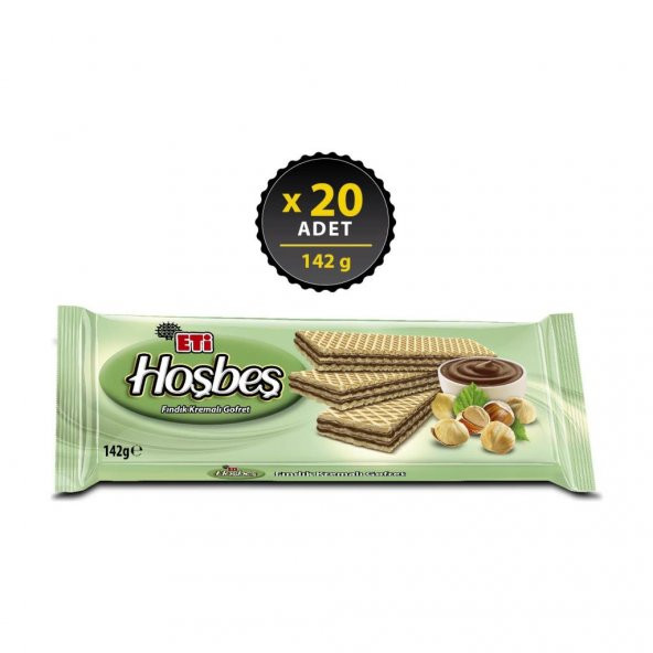 Eti Hoşbeş Fındık Kremalı Gofret 142 g x 20 Adet ürün görseli 1