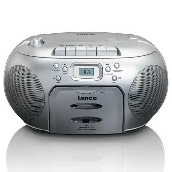 LENCO SCD-420 SI - TAŞINABİLİR Müzik Seti FM RADYO CD KASET ÇALAR Gümüş ürün görseli 1