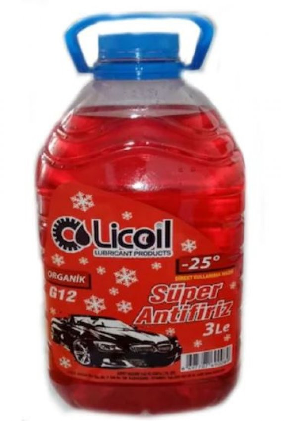 Licoil organik G12 Kırmızı Antifriz 3Kg (-25 Derece)PET AMBALAJ ürün görseli 1