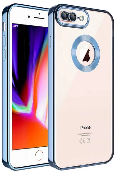iPhone 8 Plus Kılıf Köşeleri Renkli Şeffaf Kamera Korumalı Silikon Luxury Kapak ürün görseli 1