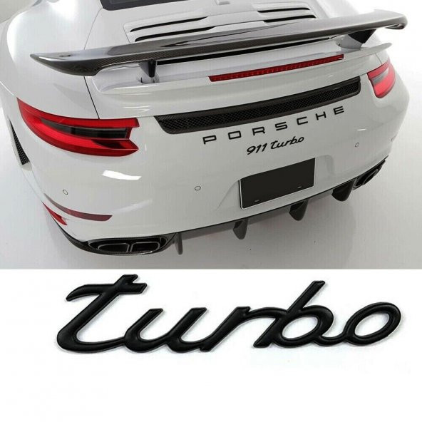 PORSCHE TURBO MAT SİYAH BAGAJ YAZISI ürün görseli 1