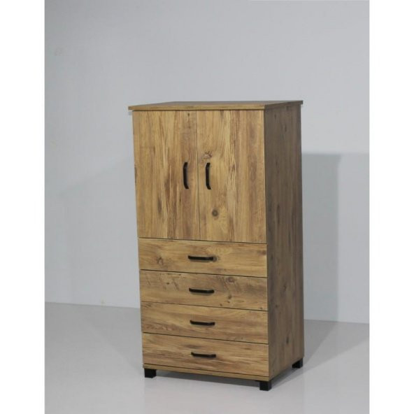 Erezoğulları Mobilya 4 Çekmeceli Raflı Elbise Dolabı 61x44x128cm ürün görseli 1