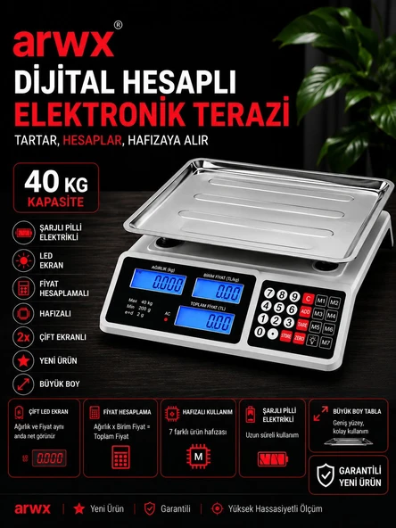 Modanlı Market  Manav Ve Kasap Terazisi 40 Kg Kapasiteli Elektronik Dijital Bakkal Ensağlam Bakkal manav tartısı ürün görseli 1