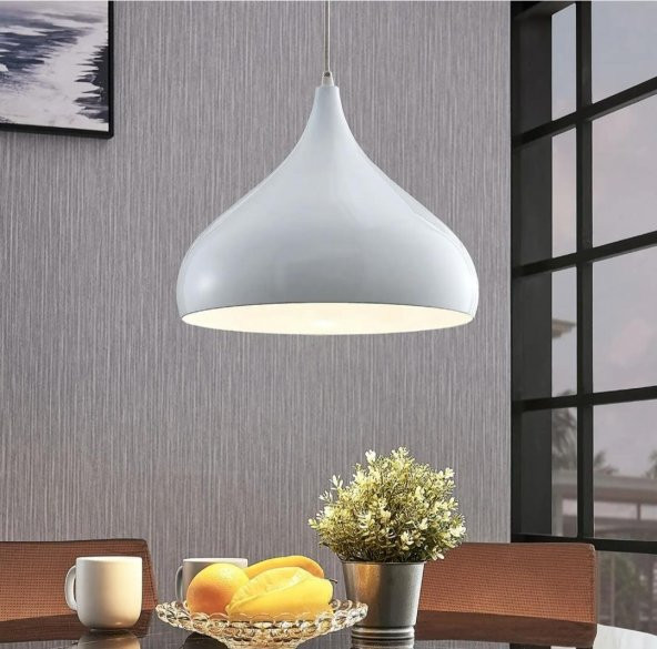 MODERN SPOR METAL ENDUSTRİYEL TEKLİ AVİZE GRİ İÇİ BEYAZ ( EV  İSYERİ VEYA CAFE) ürün görseli 1