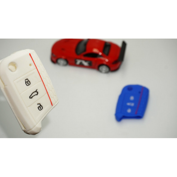 Seat Leon ibiza Ateca Silikon Anahtar Mavi Beyaz Kılıf Seti ürün görseli 1