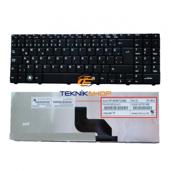 Acer PK130EI1B01 PK130EI1B22 Notebook Klavyesi - Siyah TR - Resim 2