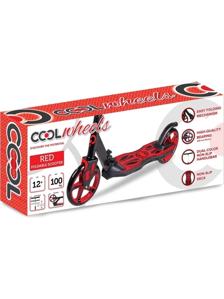 Cool Wheels 12 + Yaş Katlanır Scooter / Kırmızı - Resim 2